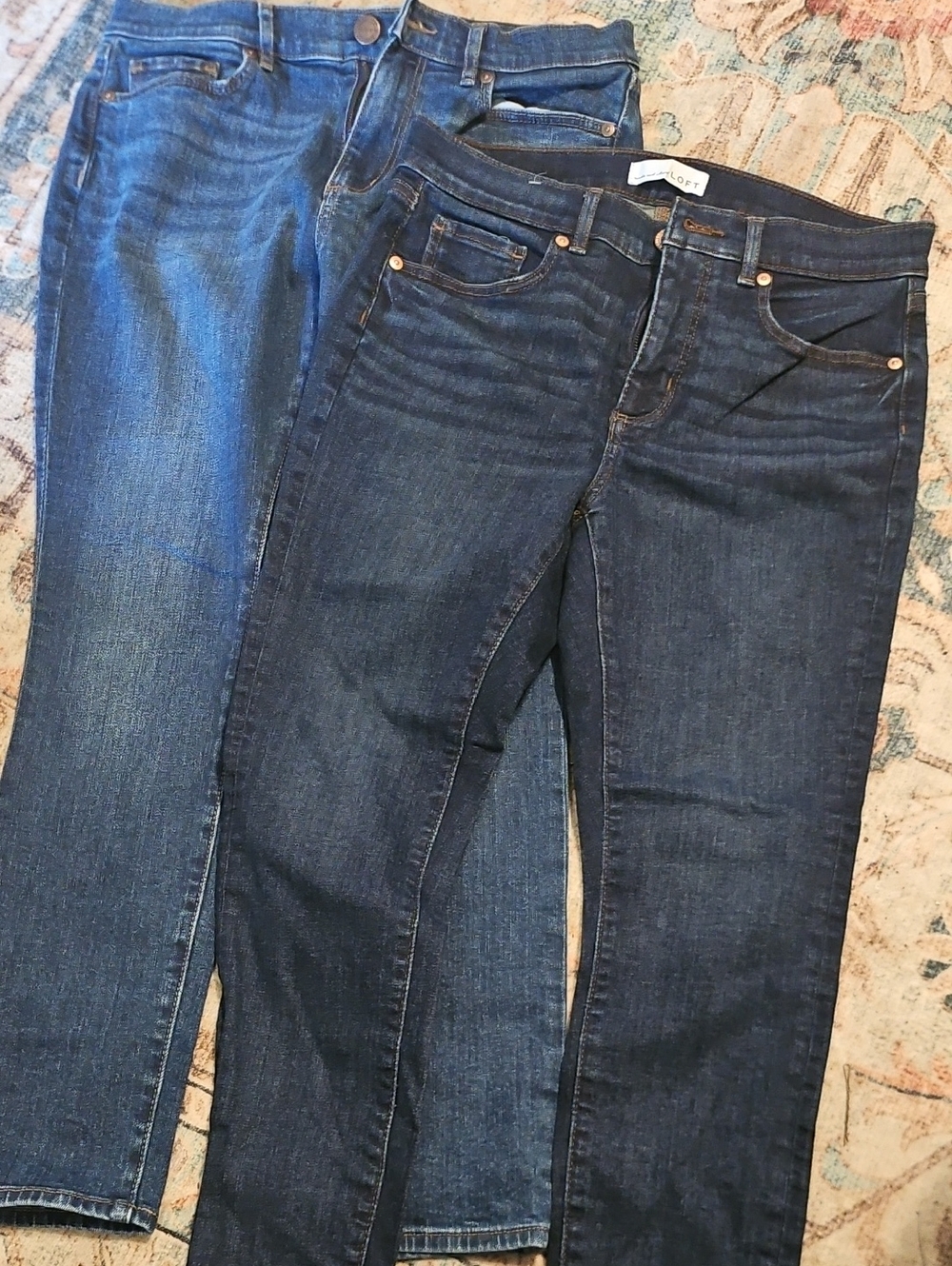 LOFT Dark and Medium Blue Straight Leg Jeans Duo